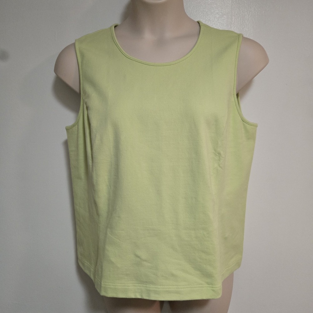 Talbots XL Fresh Green Cotton Blend Sleeveless Sculpted Round Neck Top Tank NEW